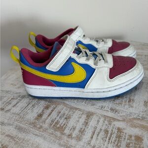 Nike Kids' White, Blue, Yellow, and Pink Sneakers